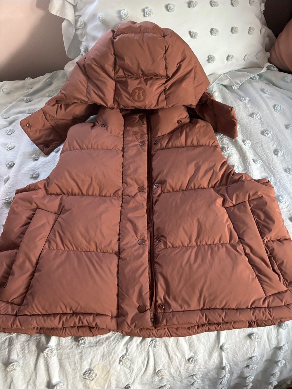 lululemon athletica Rust Brown Puffer Vest with Hood